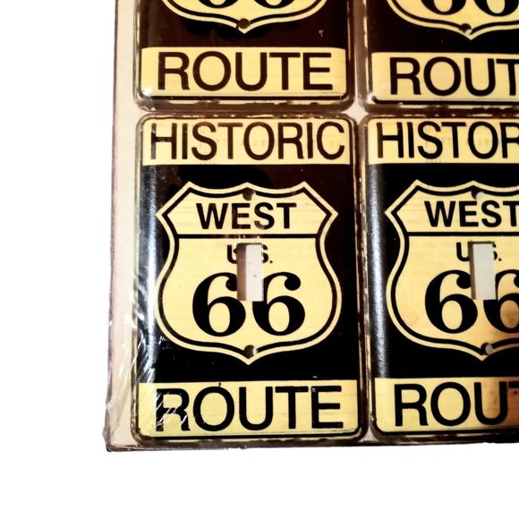 Rustic Metal Historic West US Route 66 Switch Plate Cover Antique White Black - Picture 3 of 10